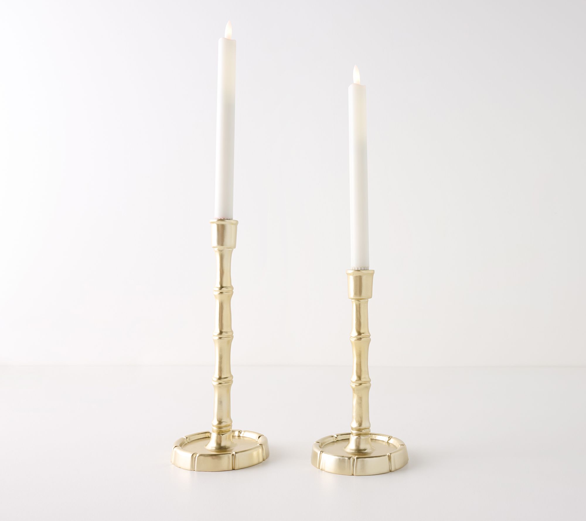 Set of 2 Bamboo Style Taper Candle Holders by Kim Gravel