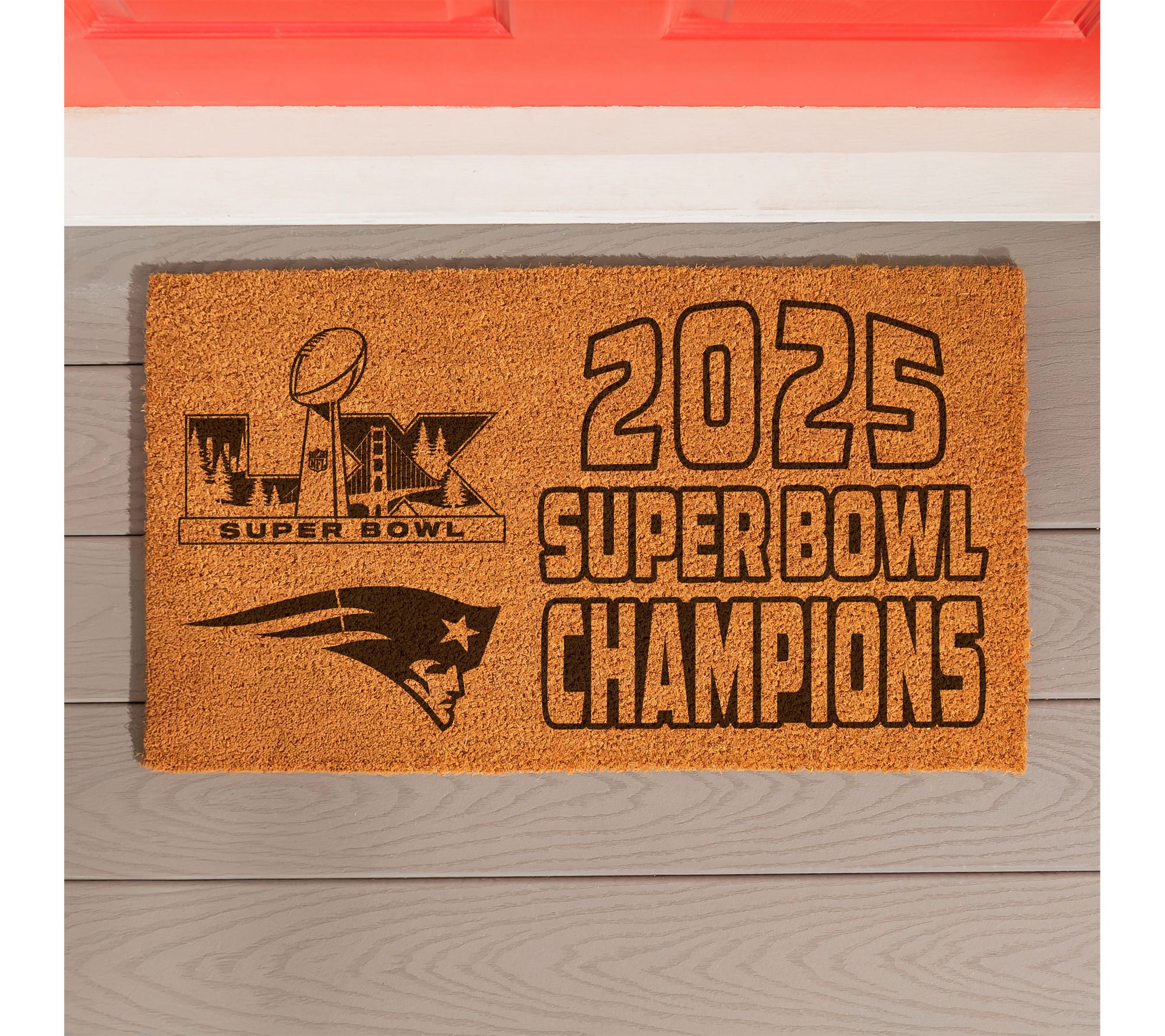 Evergreen New E ngland Patriots Superbowl 60 O ne Color Doorma
