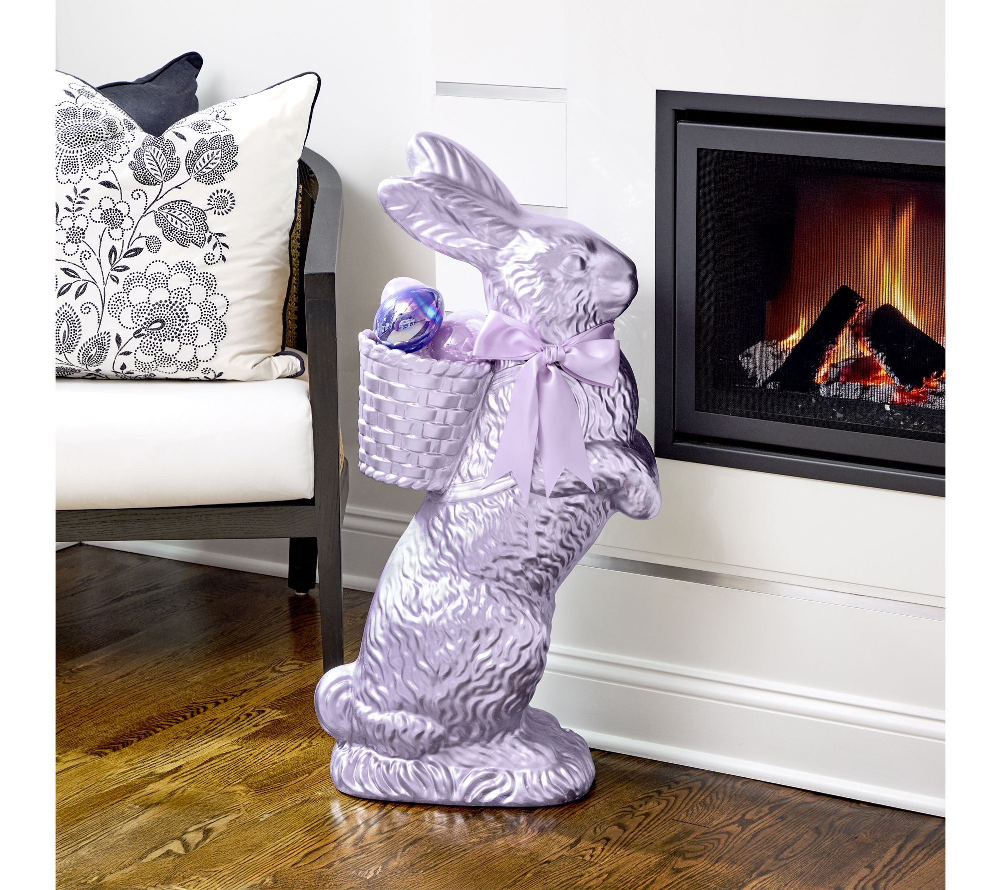 35" Resin Foiled Standing Chocolate Bunny By Valerie