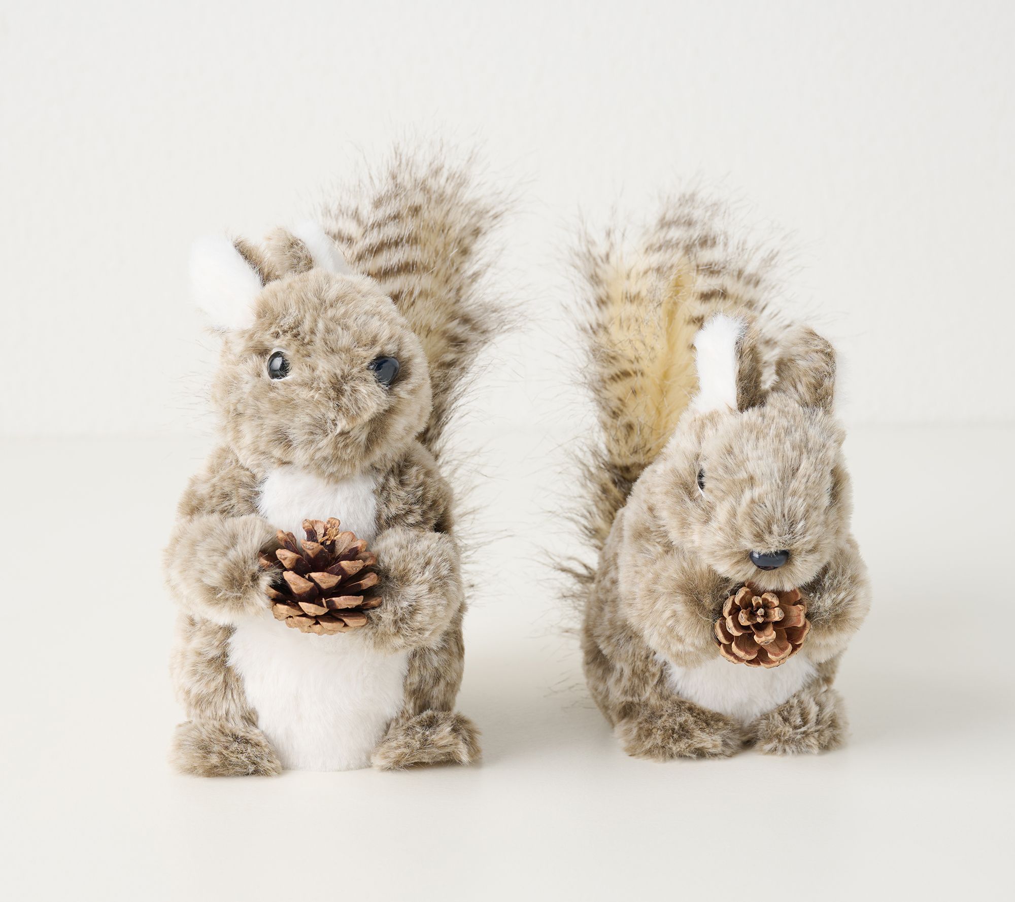 Martha Stewart Set of 2 Decorative Faux Fur Squirrels