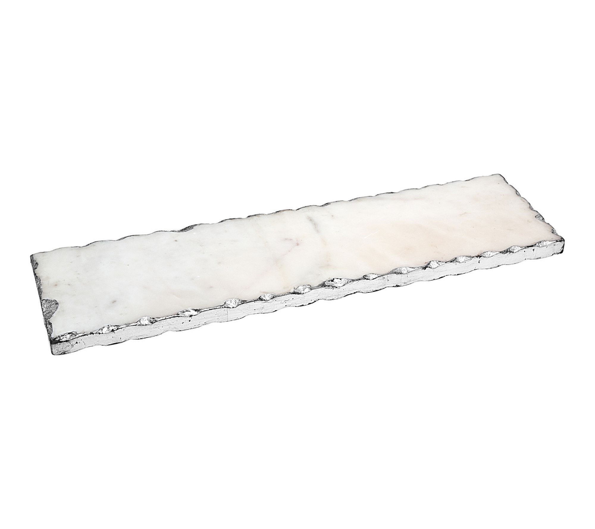 HomeRoots 18" White Rectangular Marble Vanity Tray