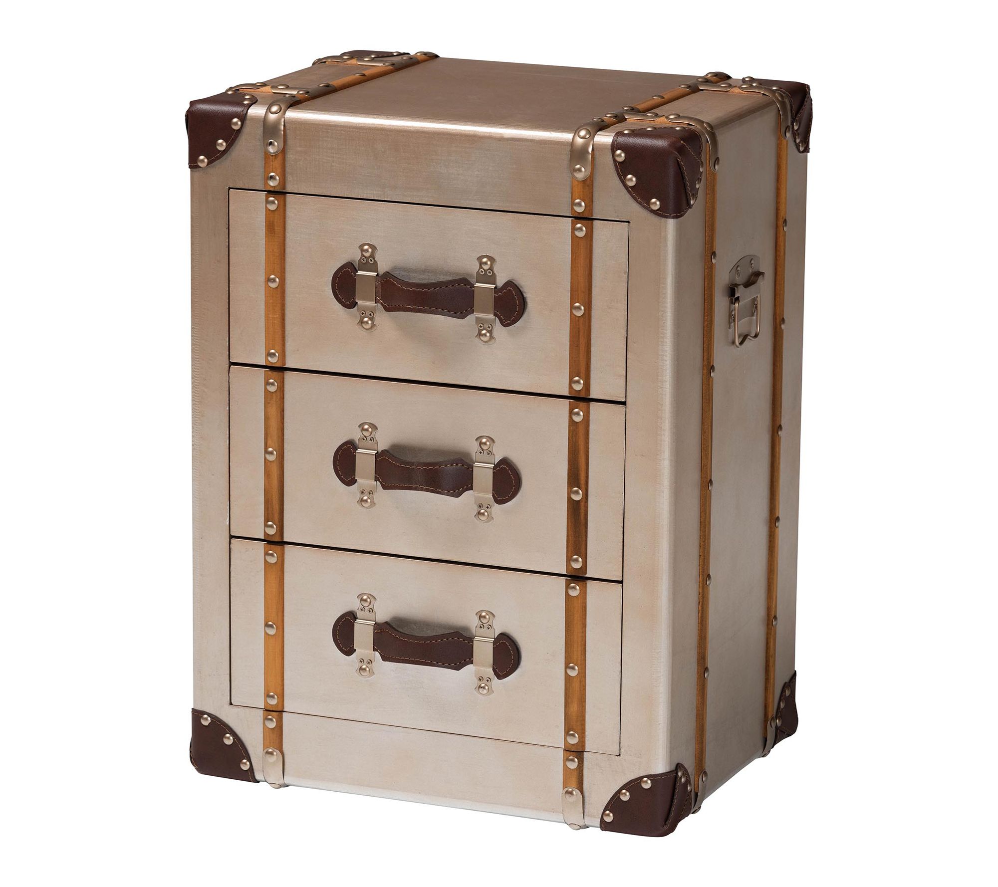 Baxton Studio Naylor Matte Bronze 3-Drawer Storage Cabinet