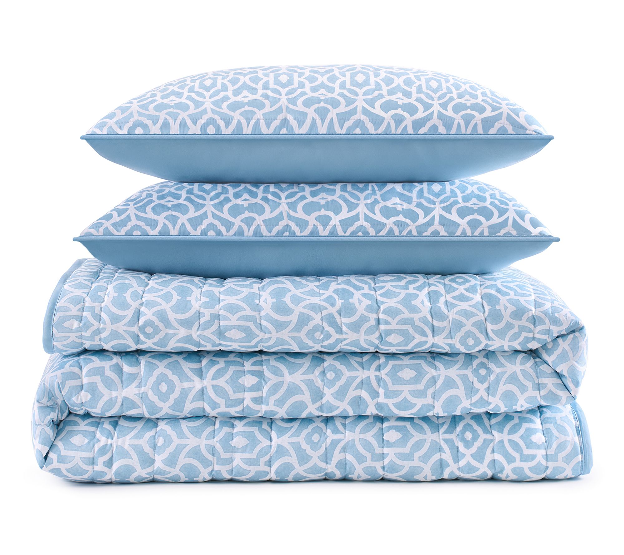Waverly Kaidyn Microfiber 3PC Quilt Set-Queen Blue