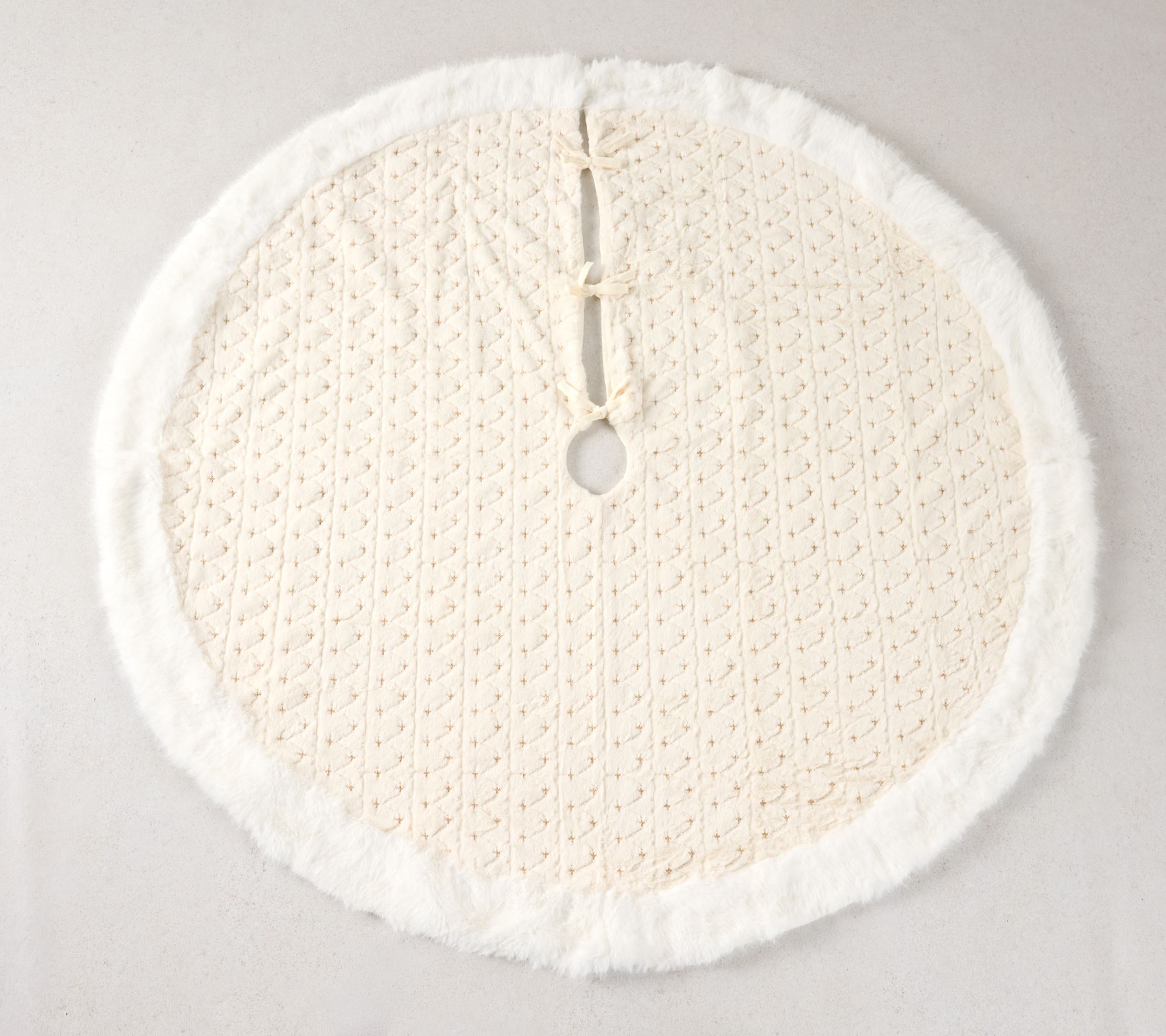 60" Beaded Faux Fur Tree Skirt by Mally Roncal