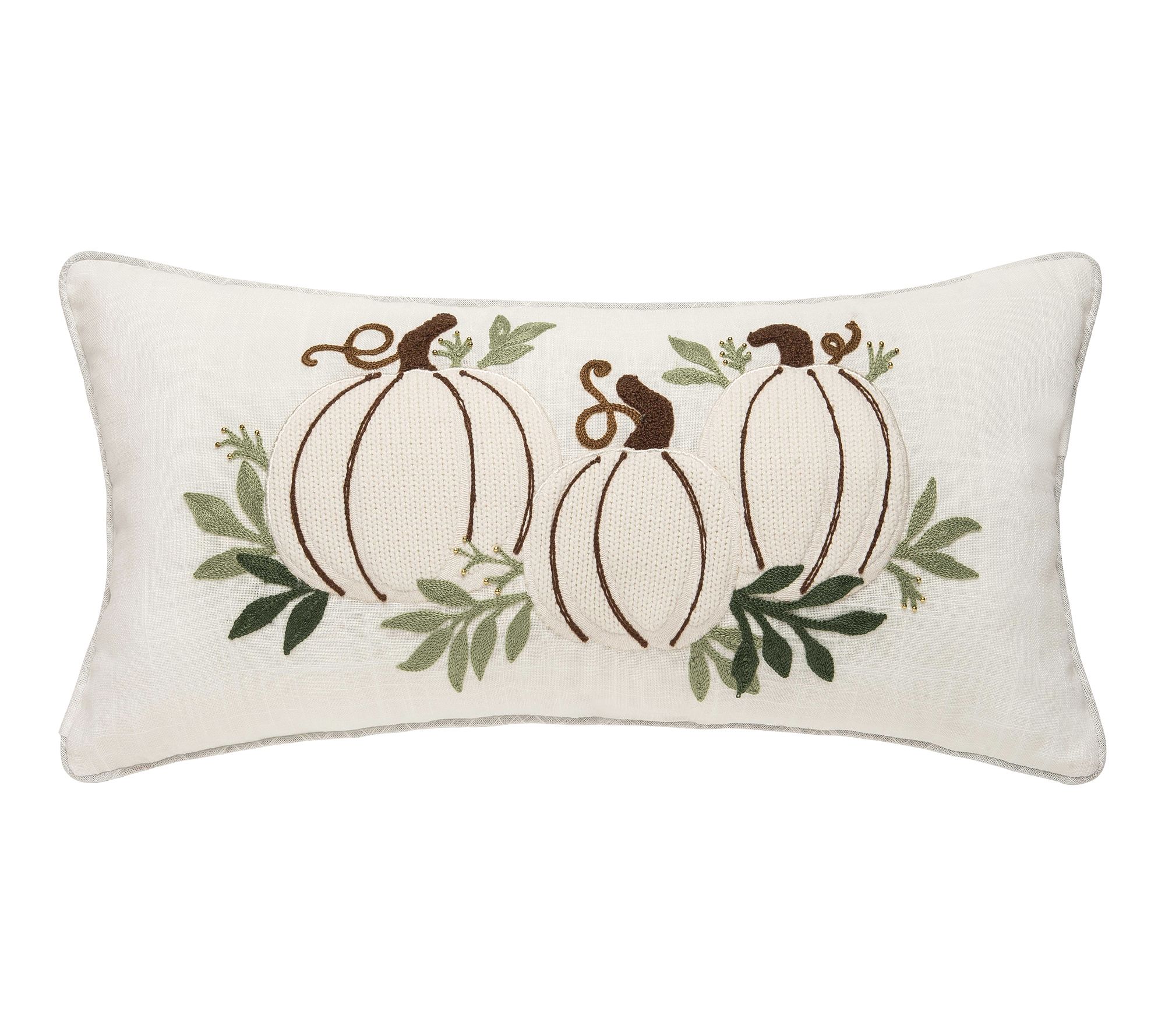 White Pumpkin Trio Pillow  by Valerie