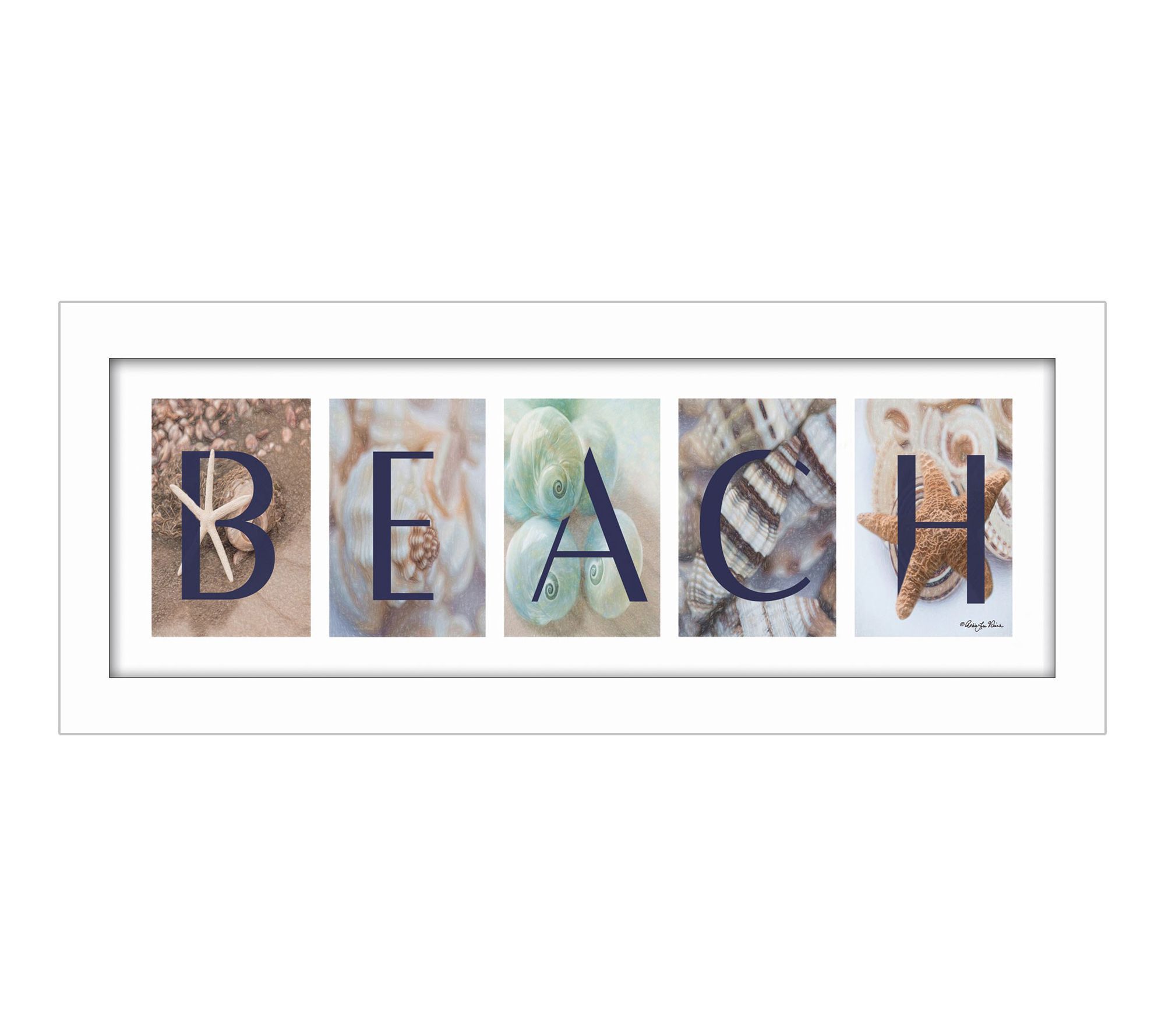 HomeRoots Beach 5 White Framed Print Wall Art