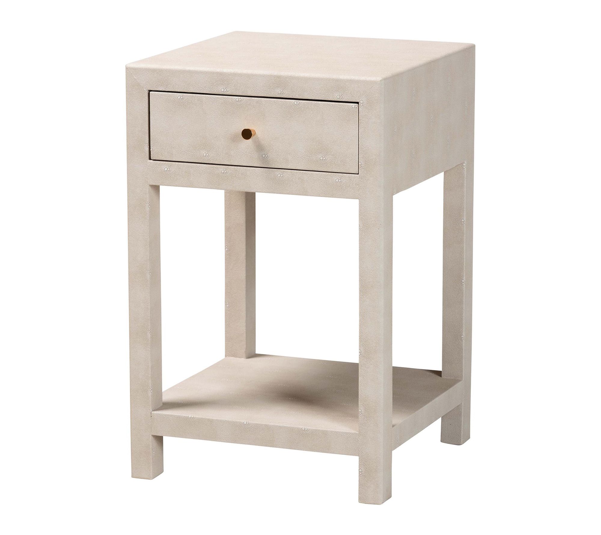 Baxton Studio Dansby Beige Faux Shagreen 1-Drawer End Table
