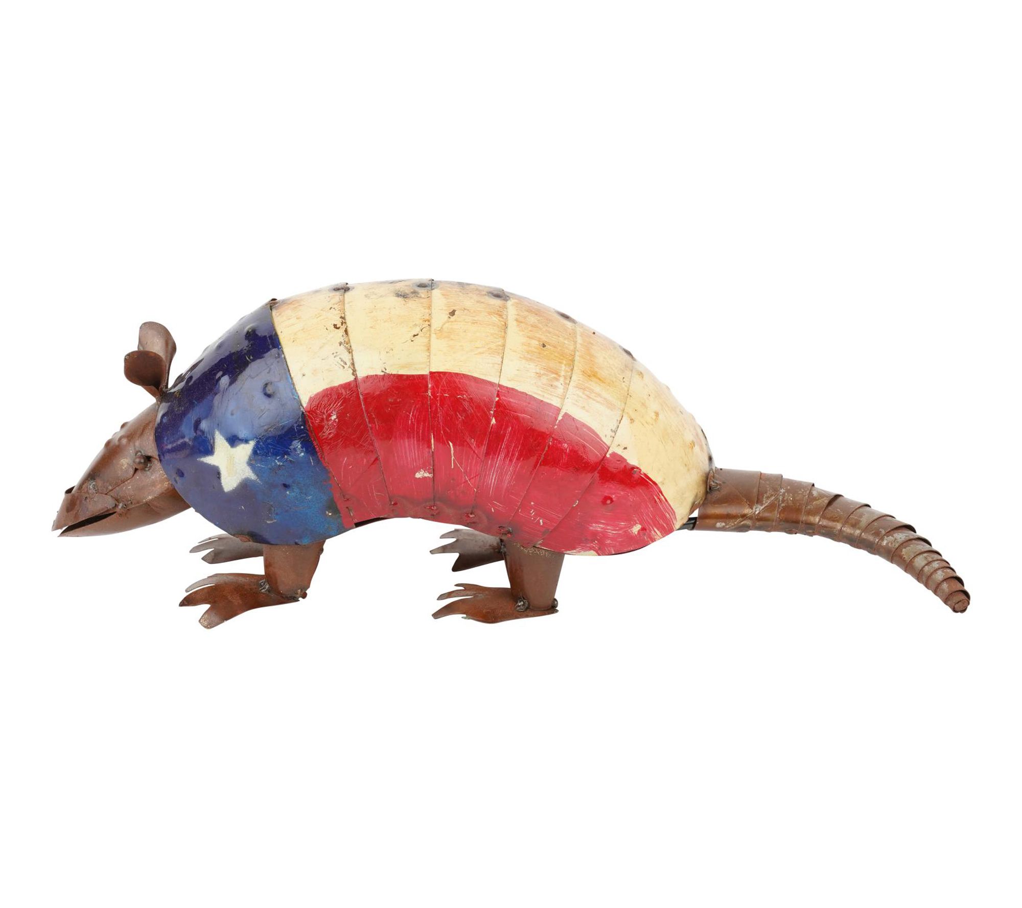 HomeRoots 16" Red White Blue Metal Armadillo Sculpture