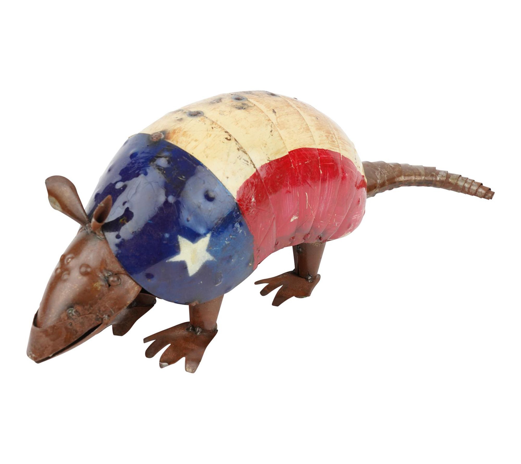 HomeRoots 16" Red White Blue Metal Armadillo Sculpture