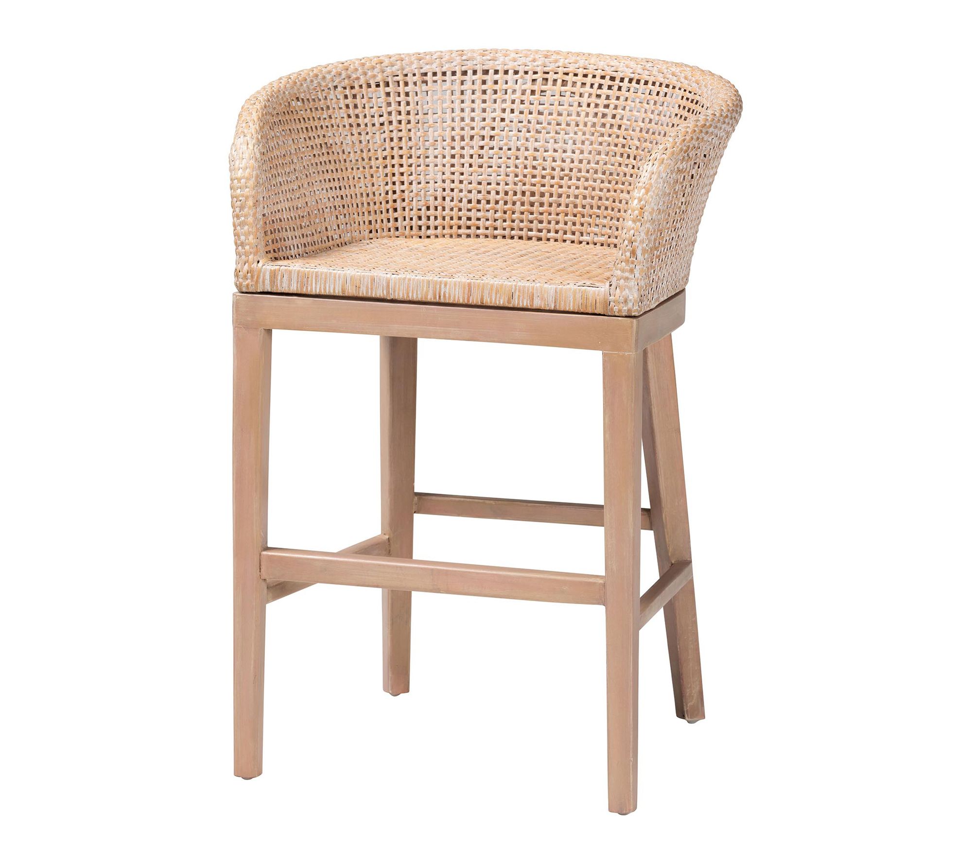 bali & pari Papua Rattan and Mahogany Wood Counter Stool
