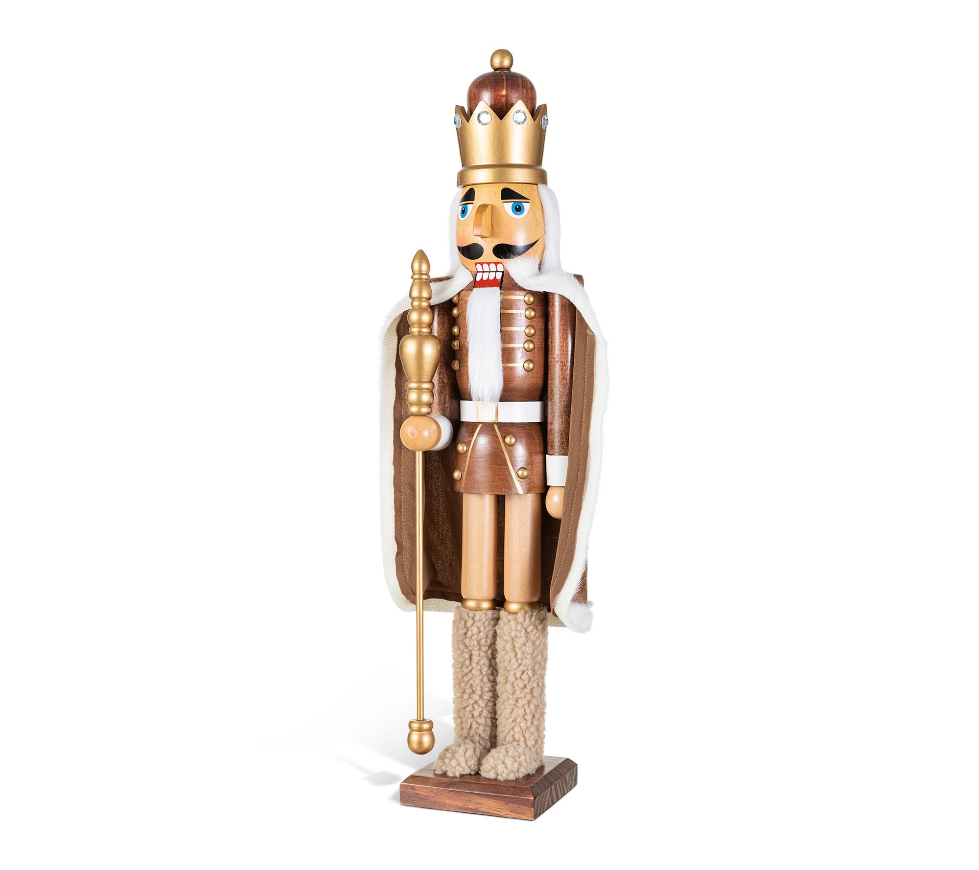 Glitzhome 24"H Wooden Christmas Natural King Nutcracker
