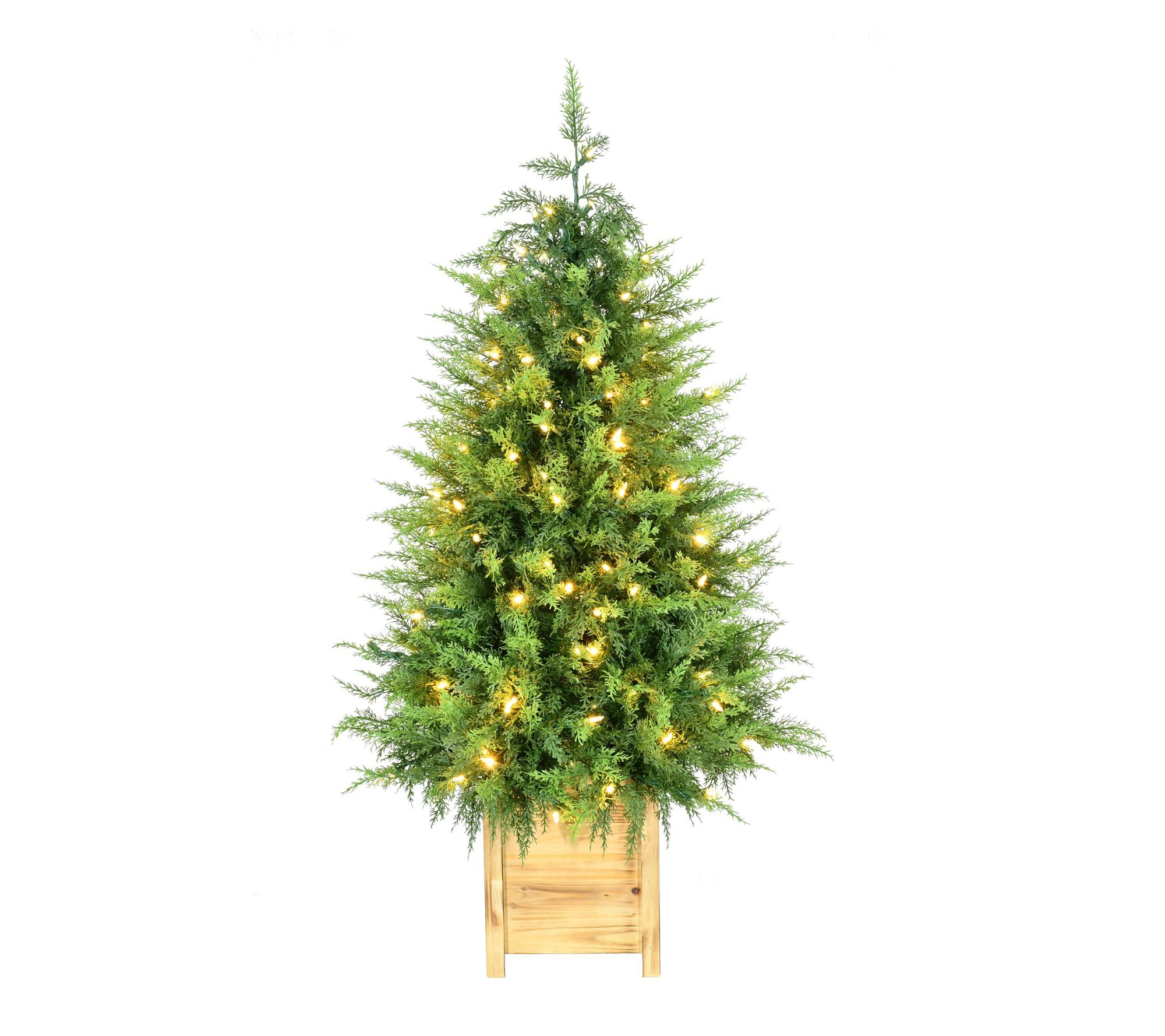 Fraser Hill Farm 4-Ft. Cedar Pre-Lit Potted Porch Tree