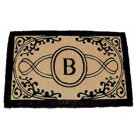 Bristol Monogram Handwoven Coconut Fiber Mat 24" x 39"