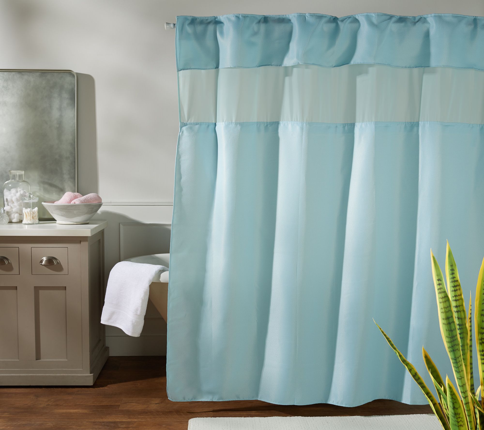 Hookless Shower Curtain With Hidden Rings Valance And Window QVC