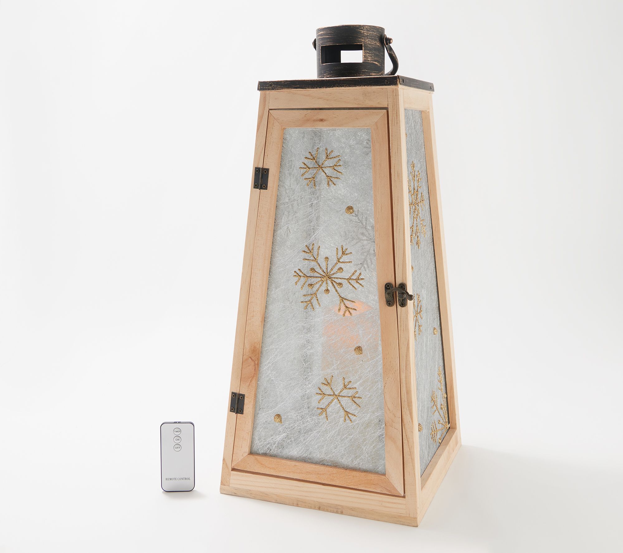 "As Is" Lightscapes Snowflake 21" Wood Lantern w/ Flameless Candl