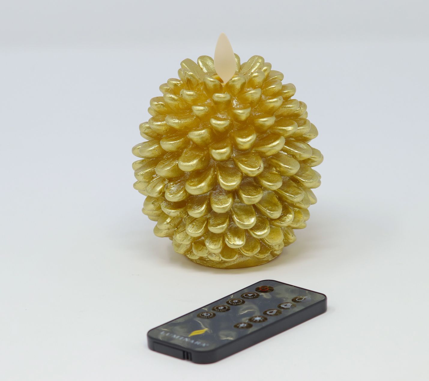 Luminara Flameless Pinecone Figural Candle withRemote Control