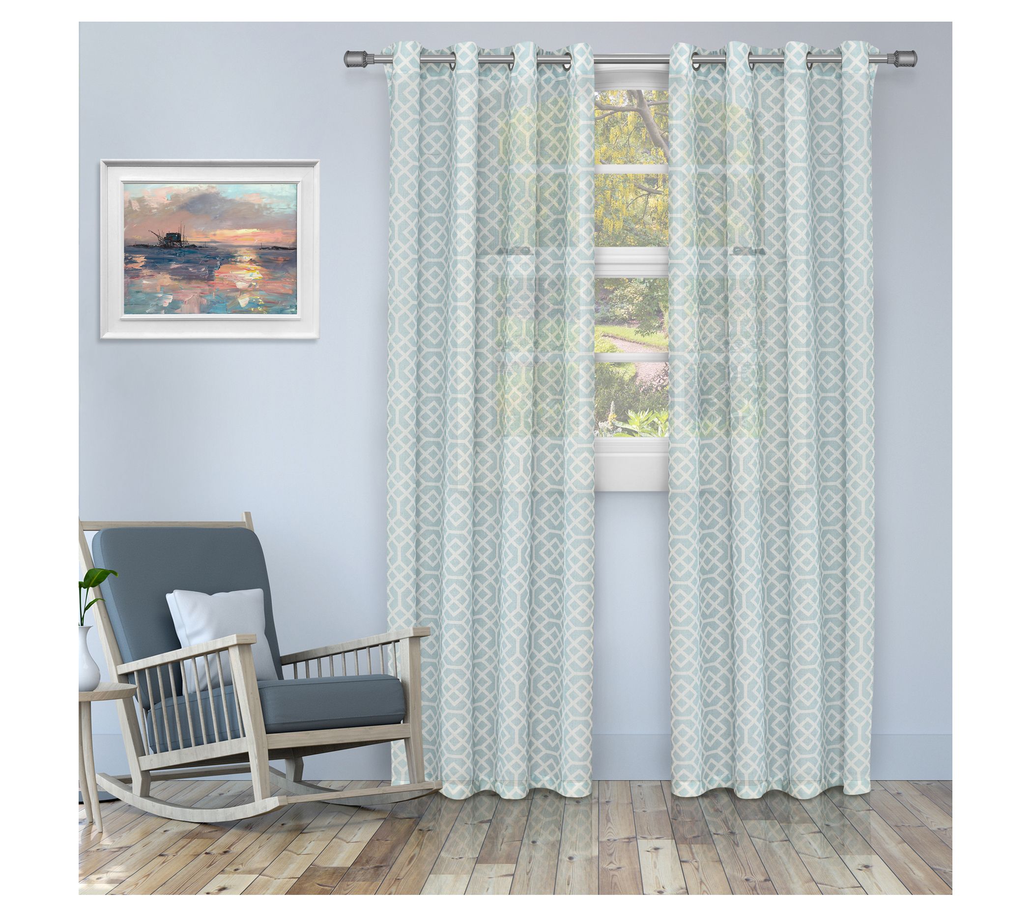 Superior Honeycomb Semi-Sheer Grommet Curtain Set, 52 x 84