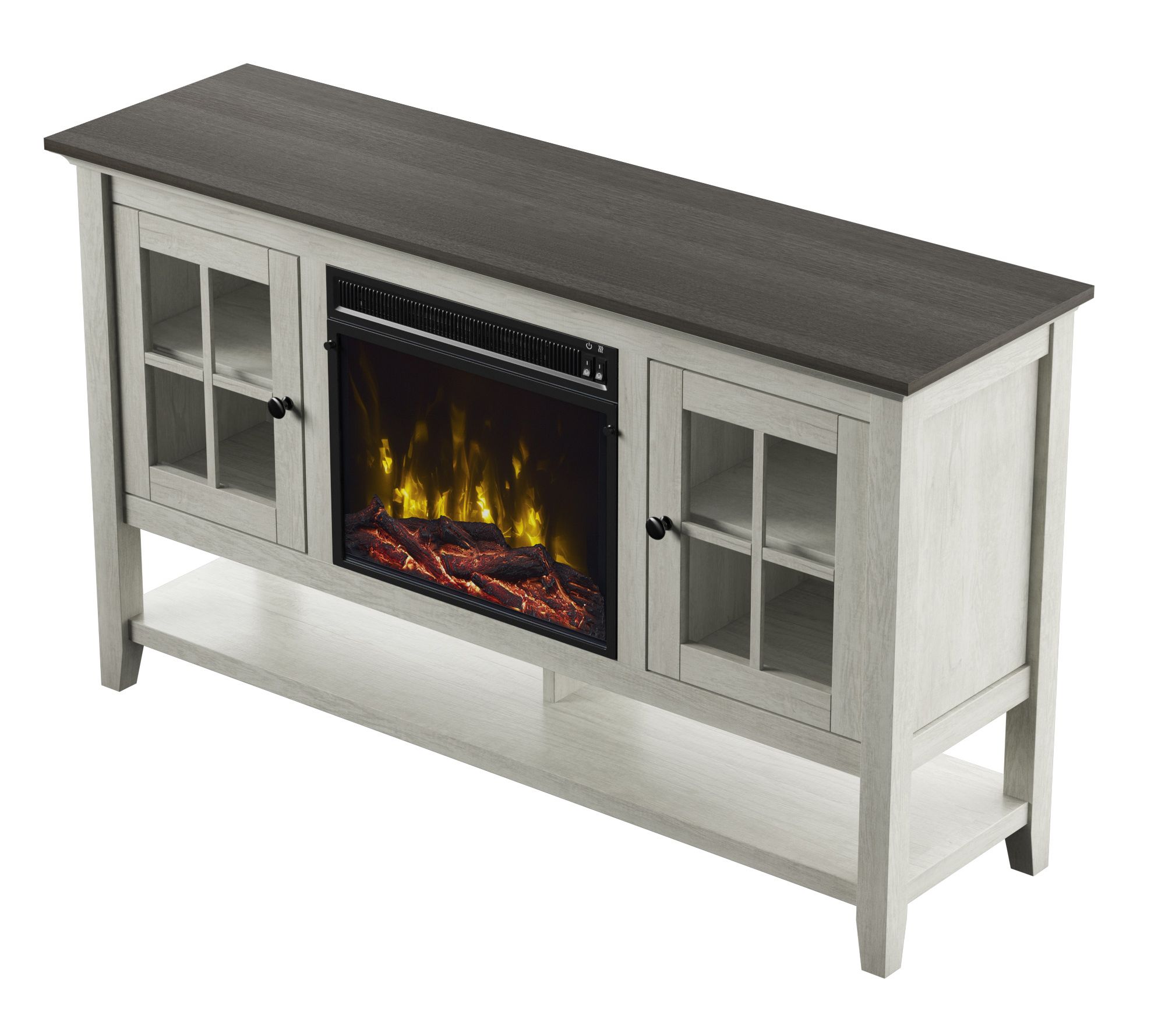 Twin Star Home Farmhouse TV Media Stand W/ Fireplace Heater