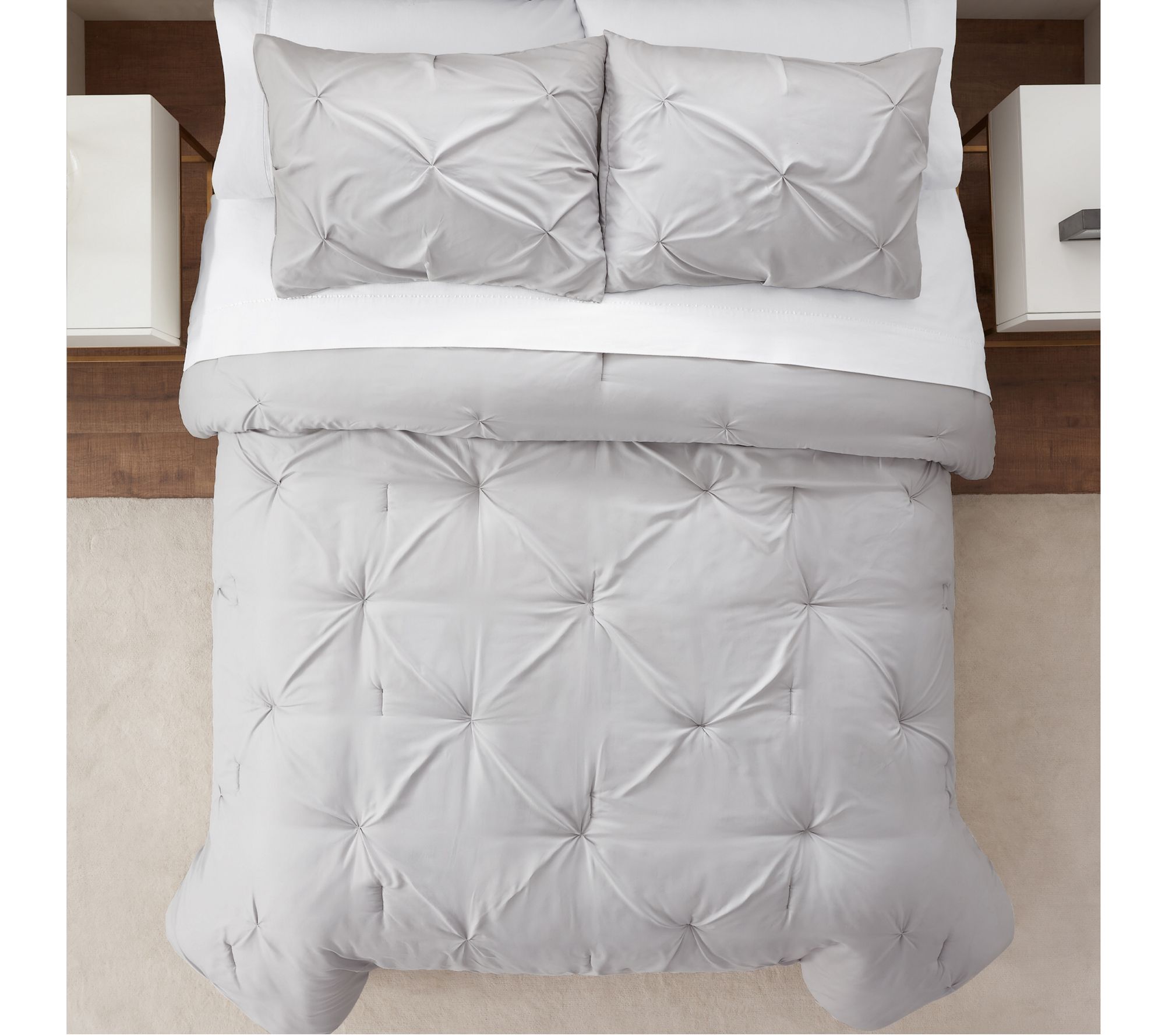 Serta Simple Clean Pleated King 3 Piece Comforter Set - Grey - QVC.com