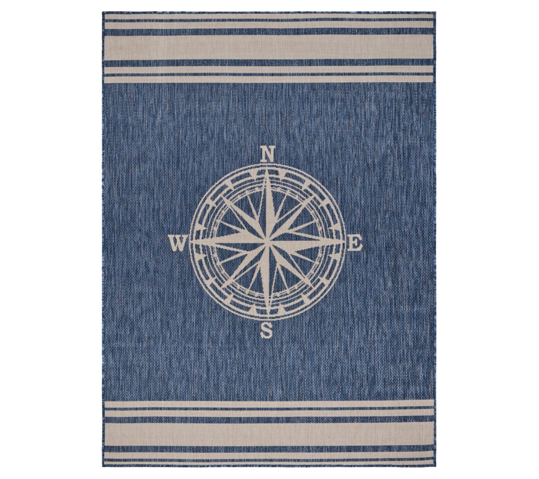 HomeRoots 3' x 5' Navy Nautical Indoor Outdoor Area Rug
