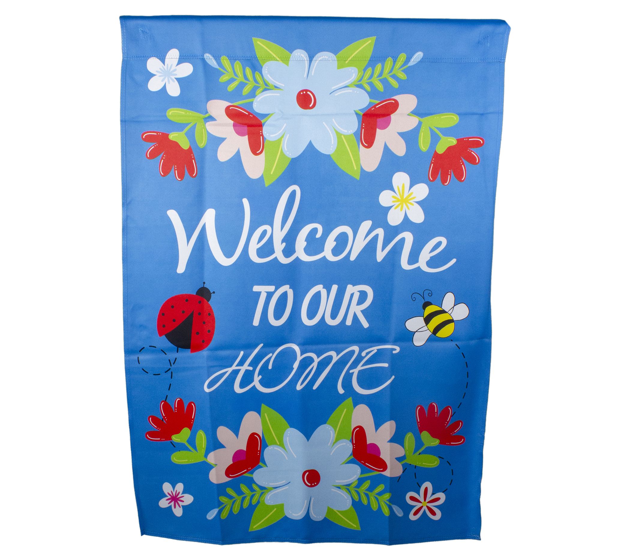 Northlight Welcome to Our Home Blue Floral Flag28" x 40"