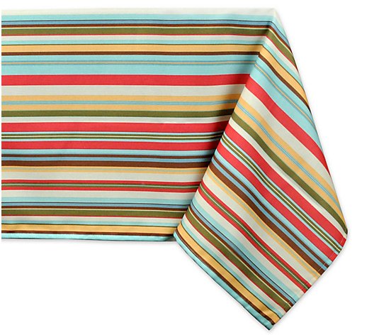 Design Imports Summer Stripe Outdoor Tablecloth60" x 84"