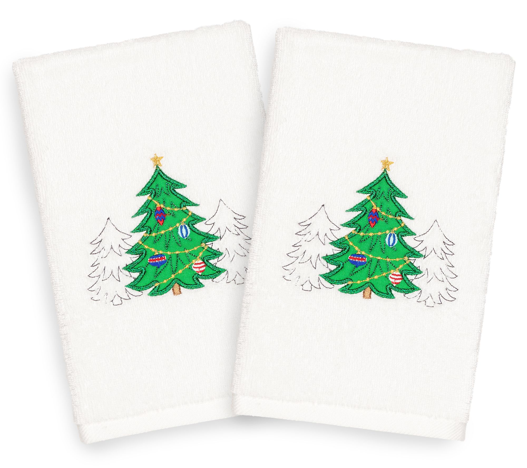 Linum Home Textiles Embroidered Luxury Hand Towels - Christmas Dog Set of 2