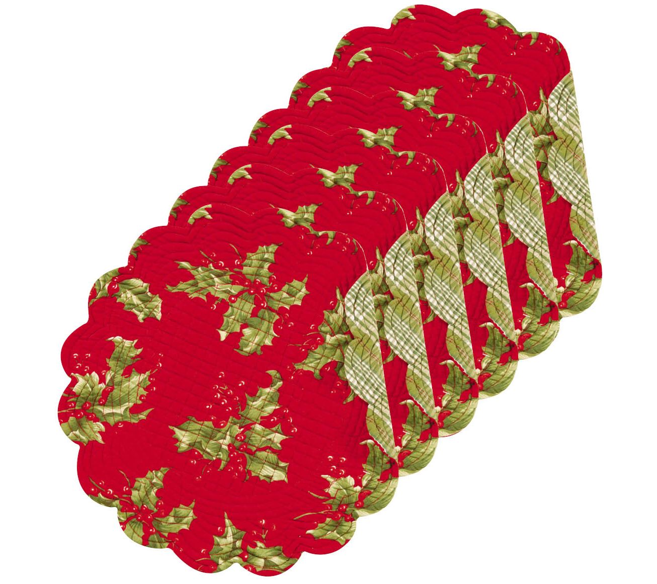 Holly Red Set of 6 Round Placemats by Valerie