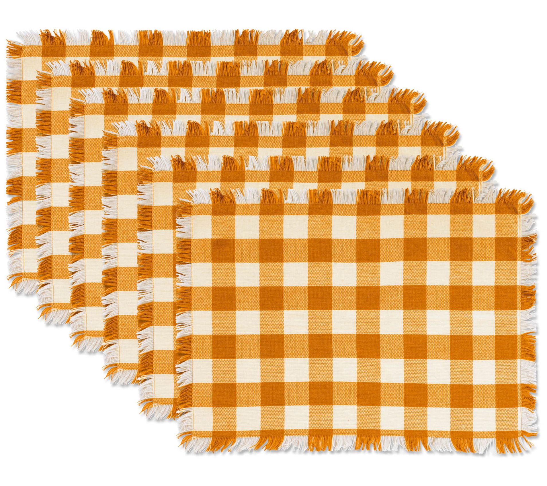 Design Imports Heavyweight Check Fringed Placemat Set of 6 - QVC.com