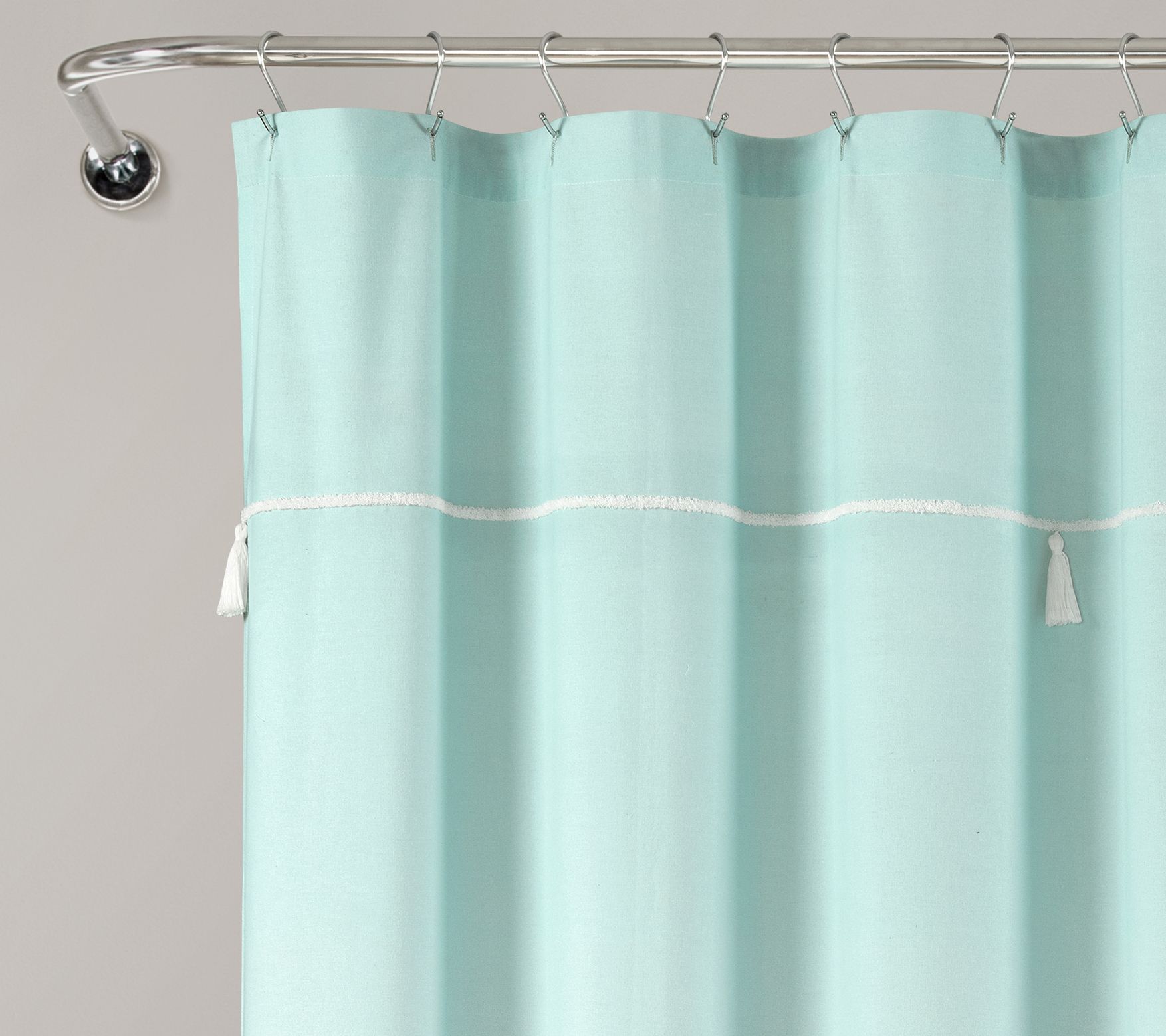 Ombre Embroidery Tassel Cotton Shower Curtain by Lush Decor