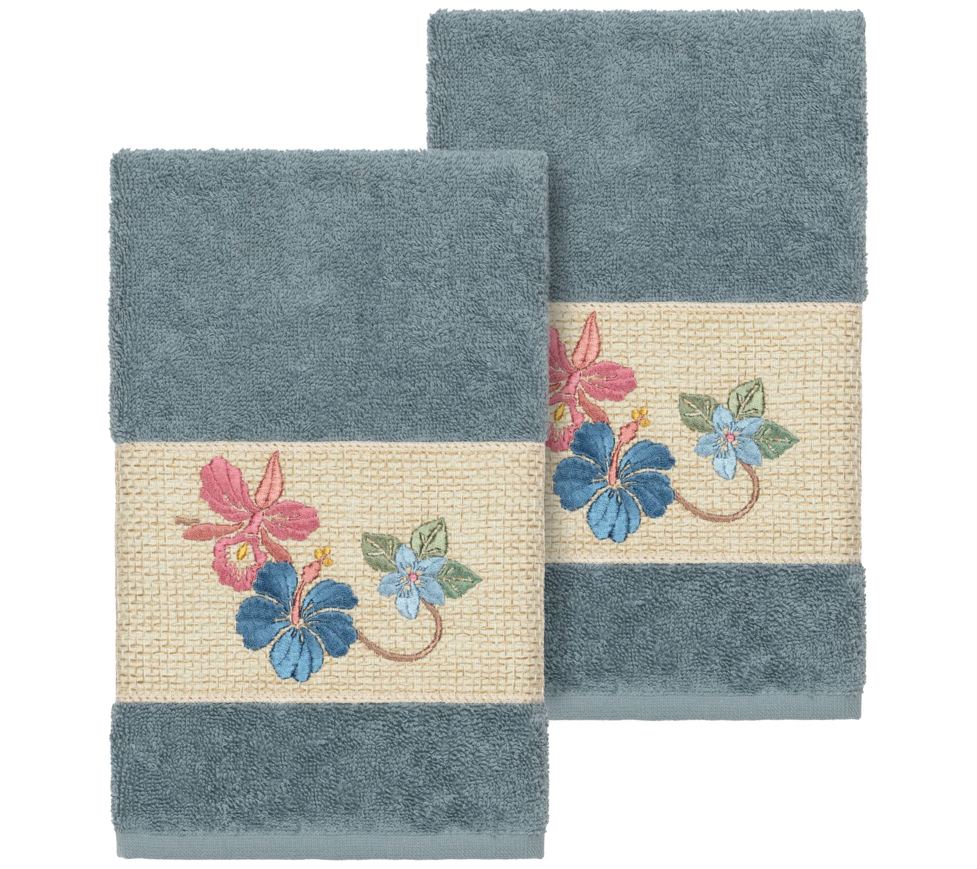 Linum Home Textiles Caroline 2PC Embellished Hand Towel Set