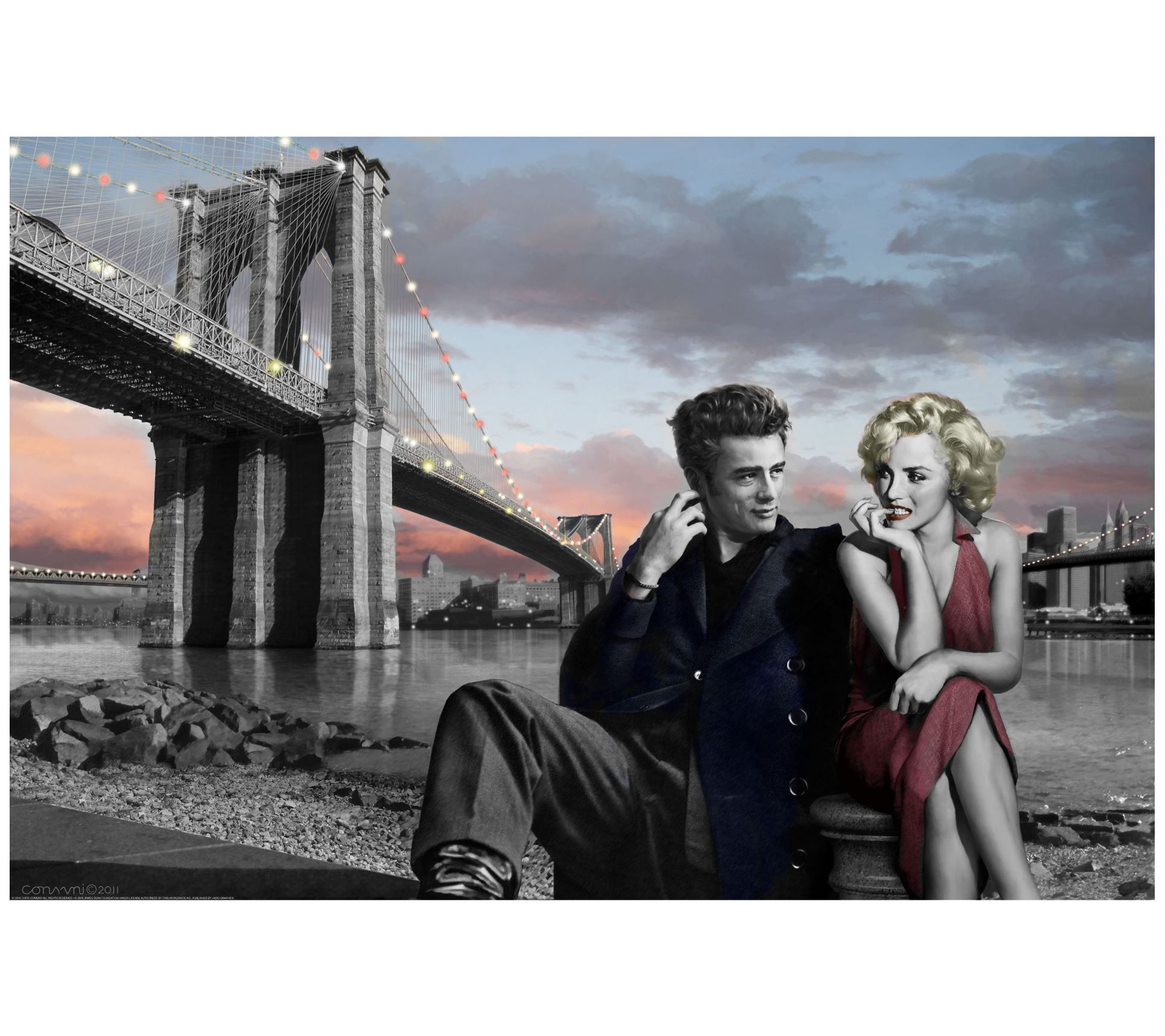 Courtside Market Brooklyn Bridge James and Marilyn 40x60 Deca