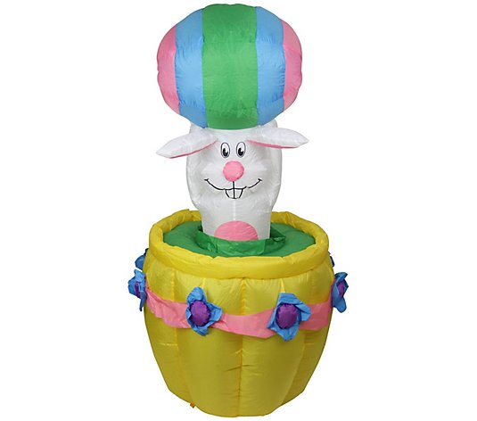 Northlight 10' Prelit Inflatable Easter Bunny Basket Decor