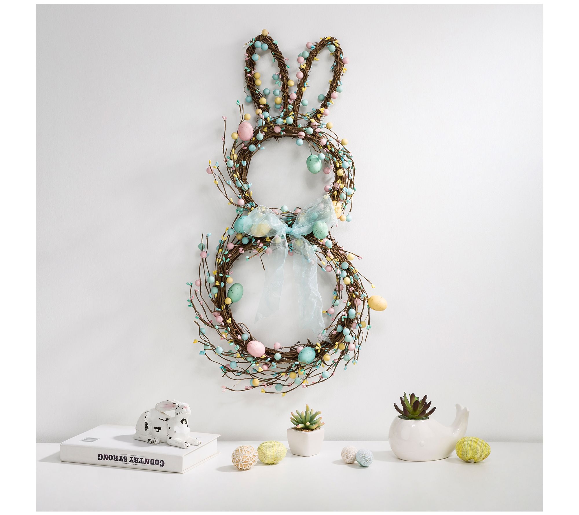 Glitzhome Easter Bunny Shaped Wreath