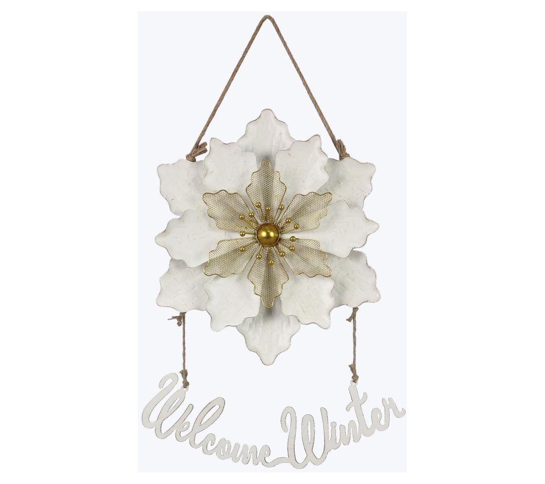 Young's Metal Christmas Hanging Flower Wall Sign
