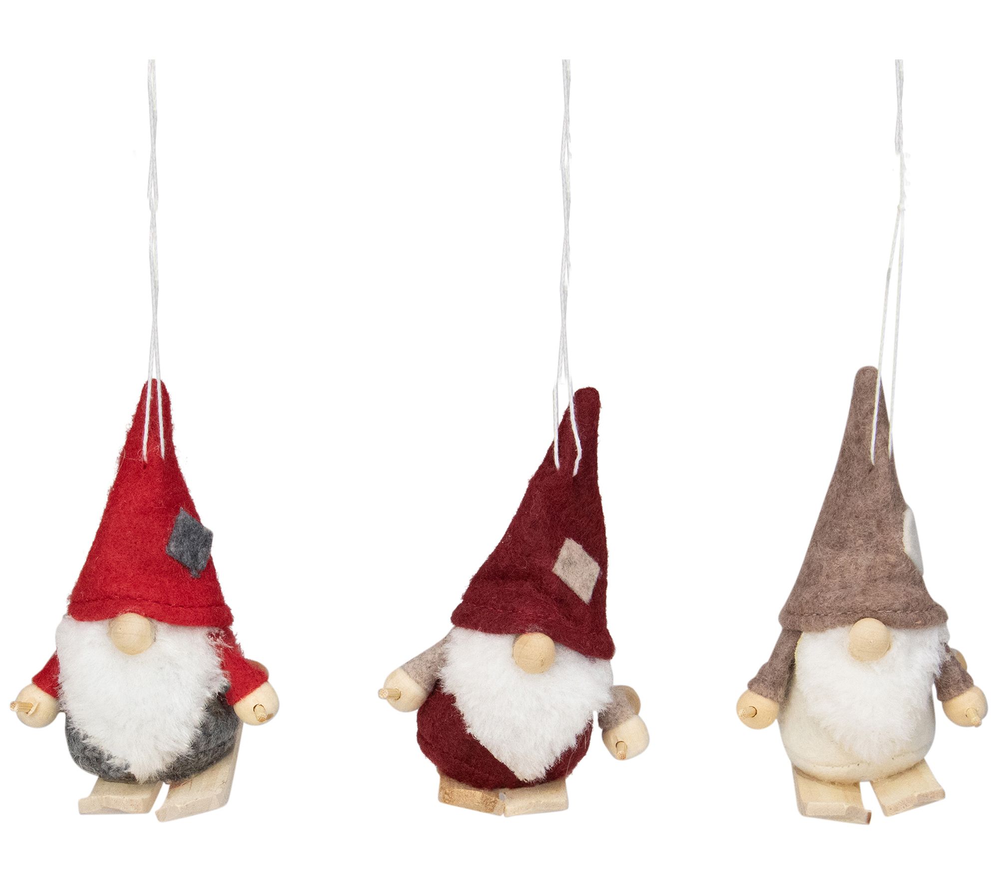 Northlight S/3 Red & Gray Skiing Gnome Christmas Ornaments