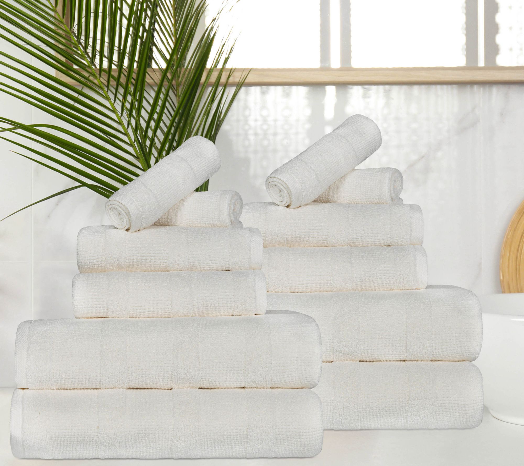 Superior Ribbed Turkish Cotton 12-Piece TowelSet