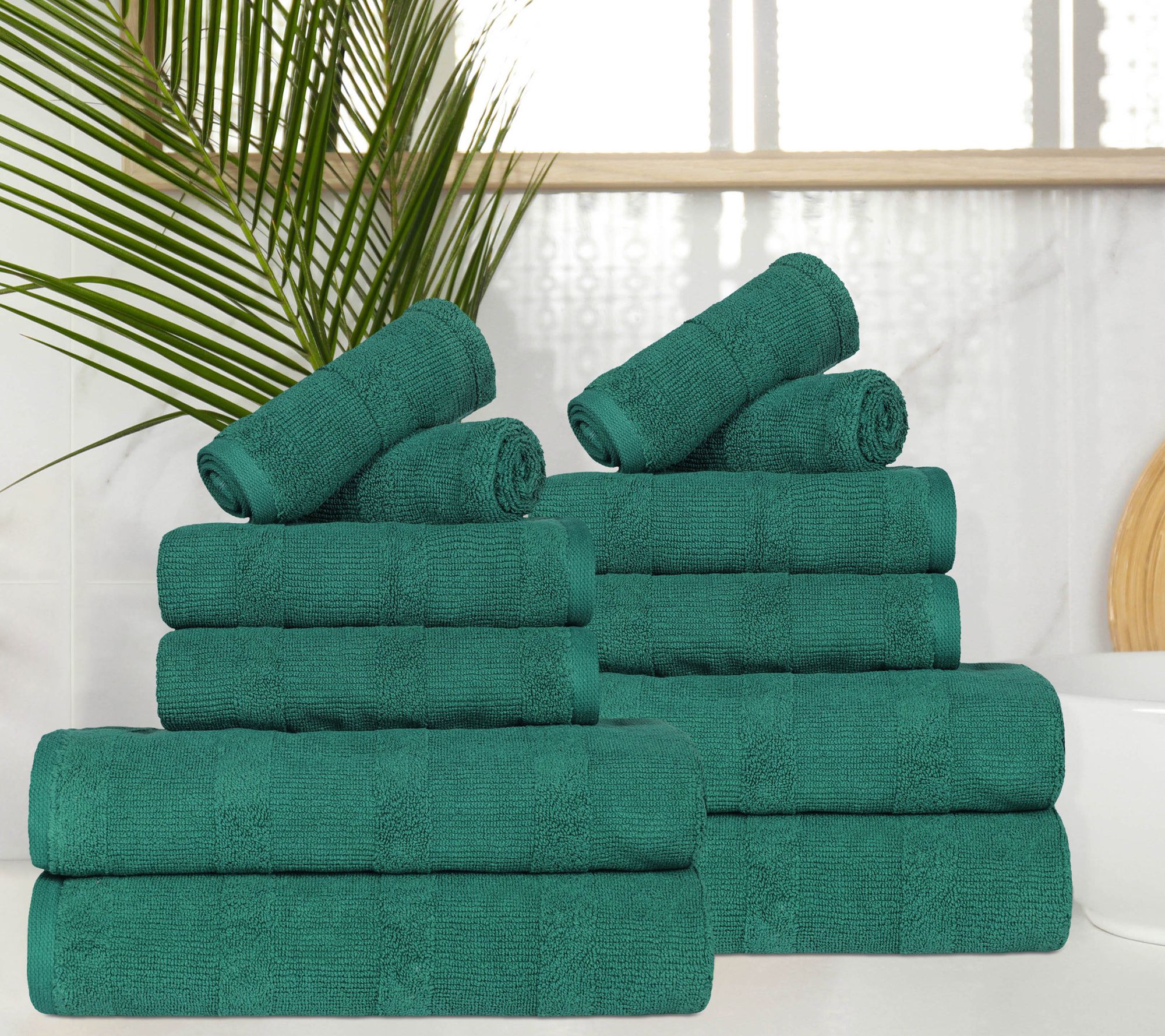 Superior Ribbed Turkish Cotton 12-Piece TowelSet