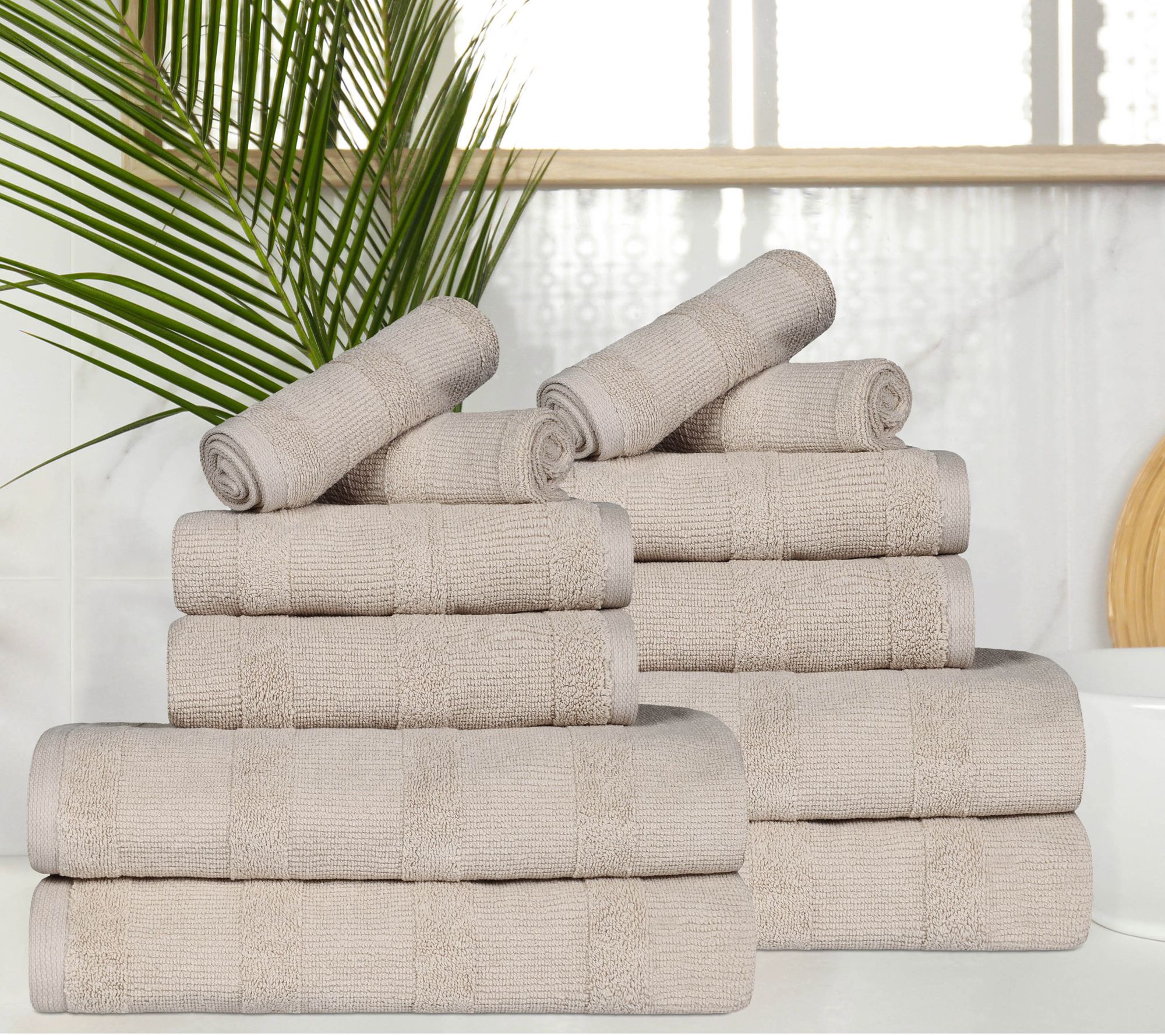 Superior Ribbed Turkish Cotton 12-Piece TowelSet