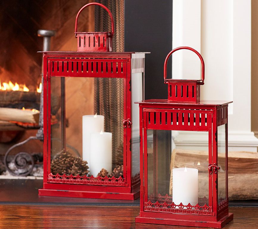 Melrose International Punched Metal House Lantern (Set of 2) main image 0