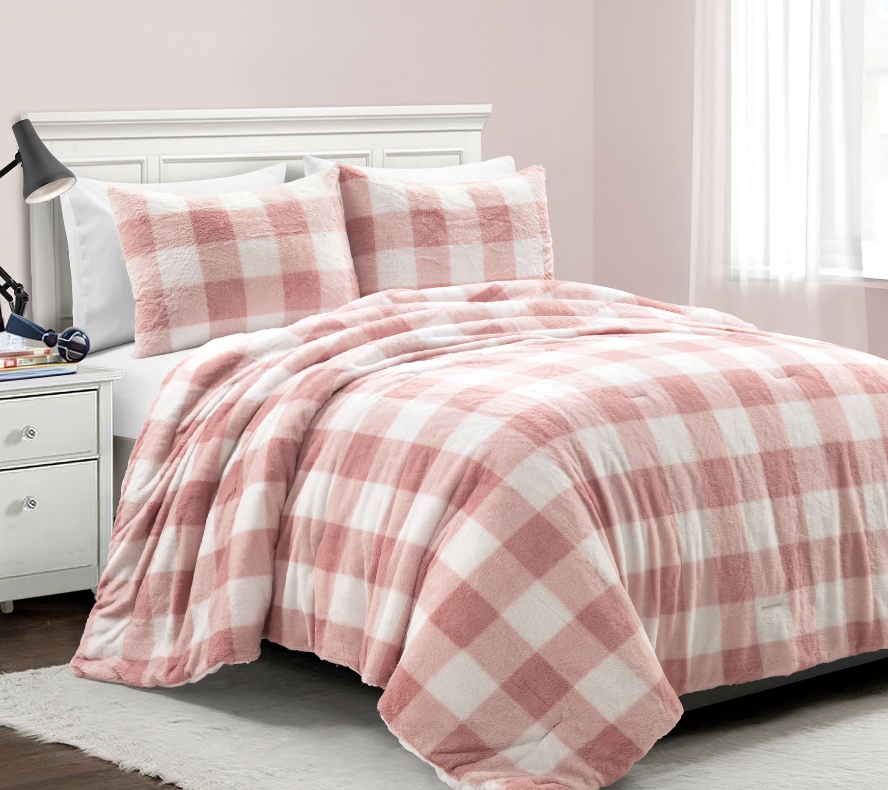 Lush Decor Ultra Soft Faux Fur Comforter 3Pc F/ Q
