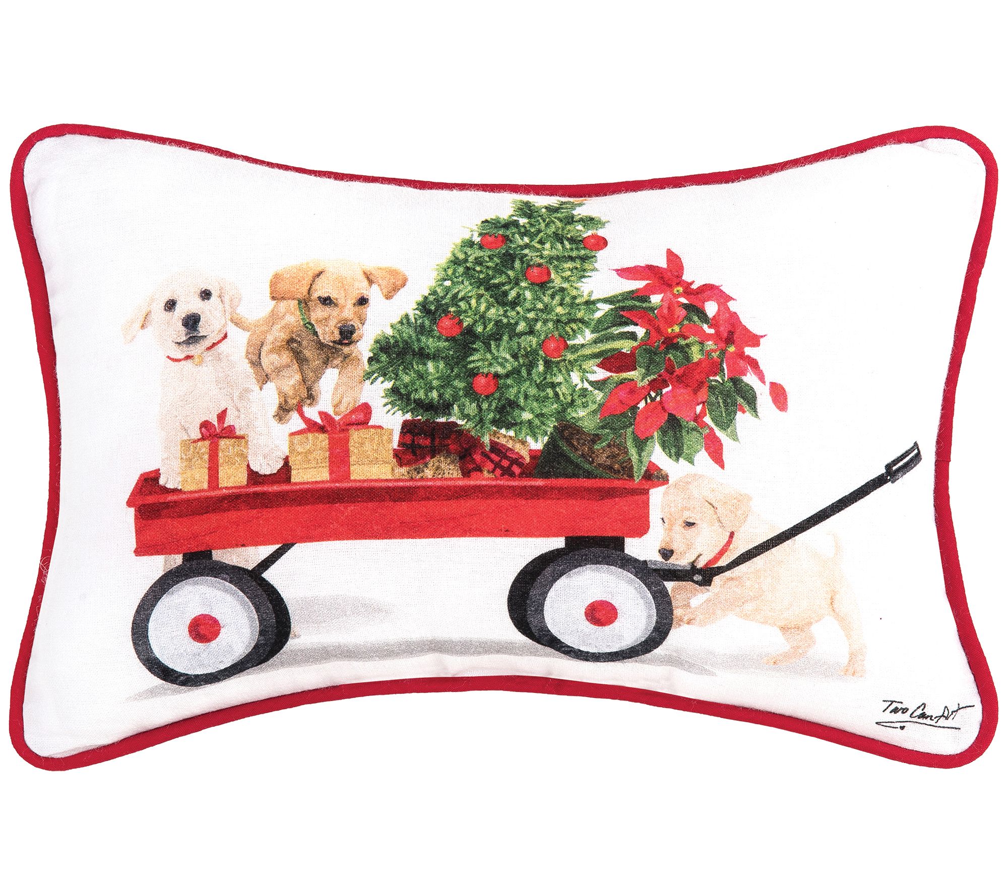 Puppy Wagon Printed Throw Pillow by Valerie