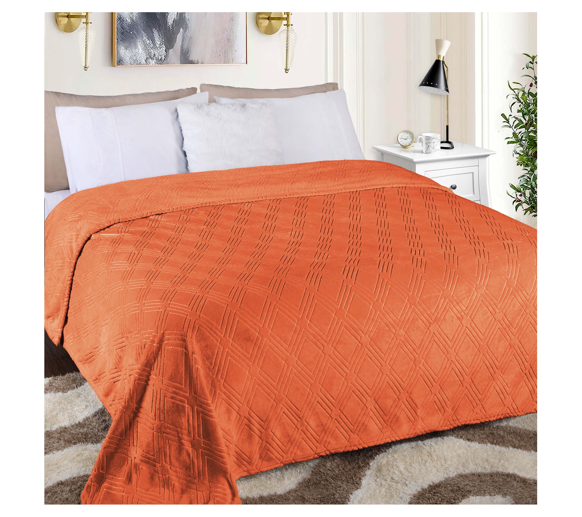 Superior Diamond Flannel Fleece Ultra-Soft Blanket - Twin