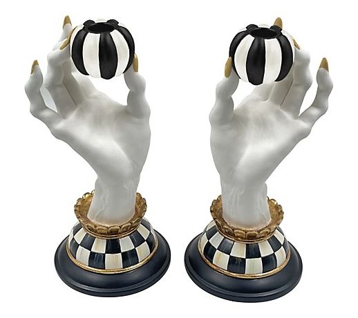 MacKenzie- Childs Set of 2 Haunted Hands Candle Holders
