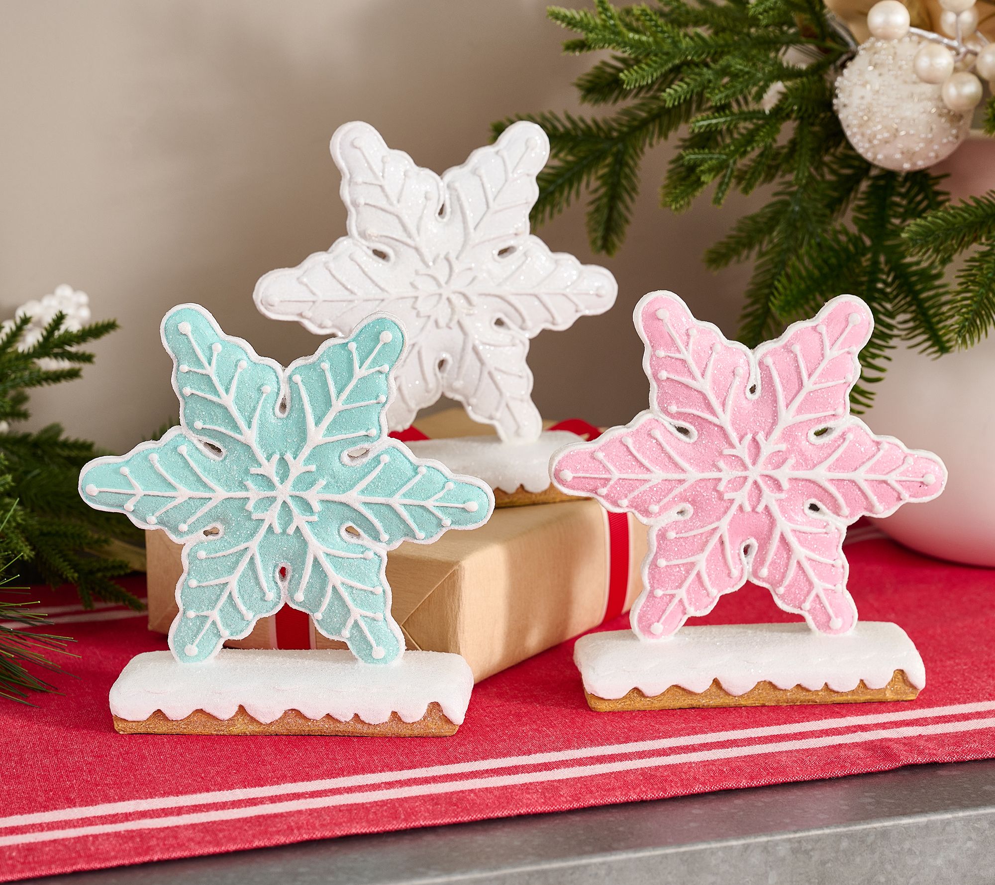 Set of 3 Snowflake Cookies on Iced Base by Valerie