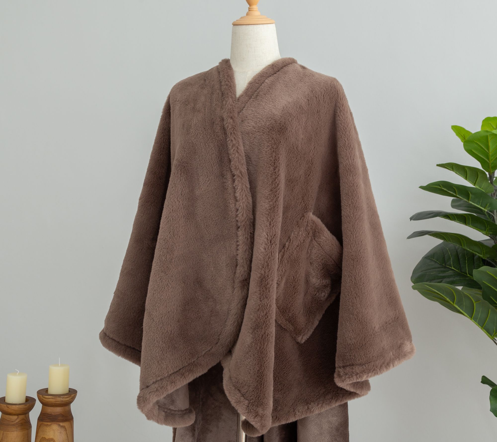 Berkshire Grace Fur and Loftmink Wearable Throw - QVC.com