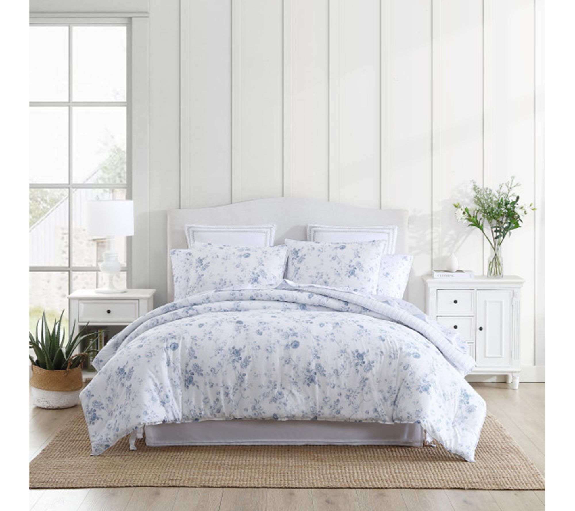 Laura Ashley Belinda Blue Twin Comforter Sham Set QVC