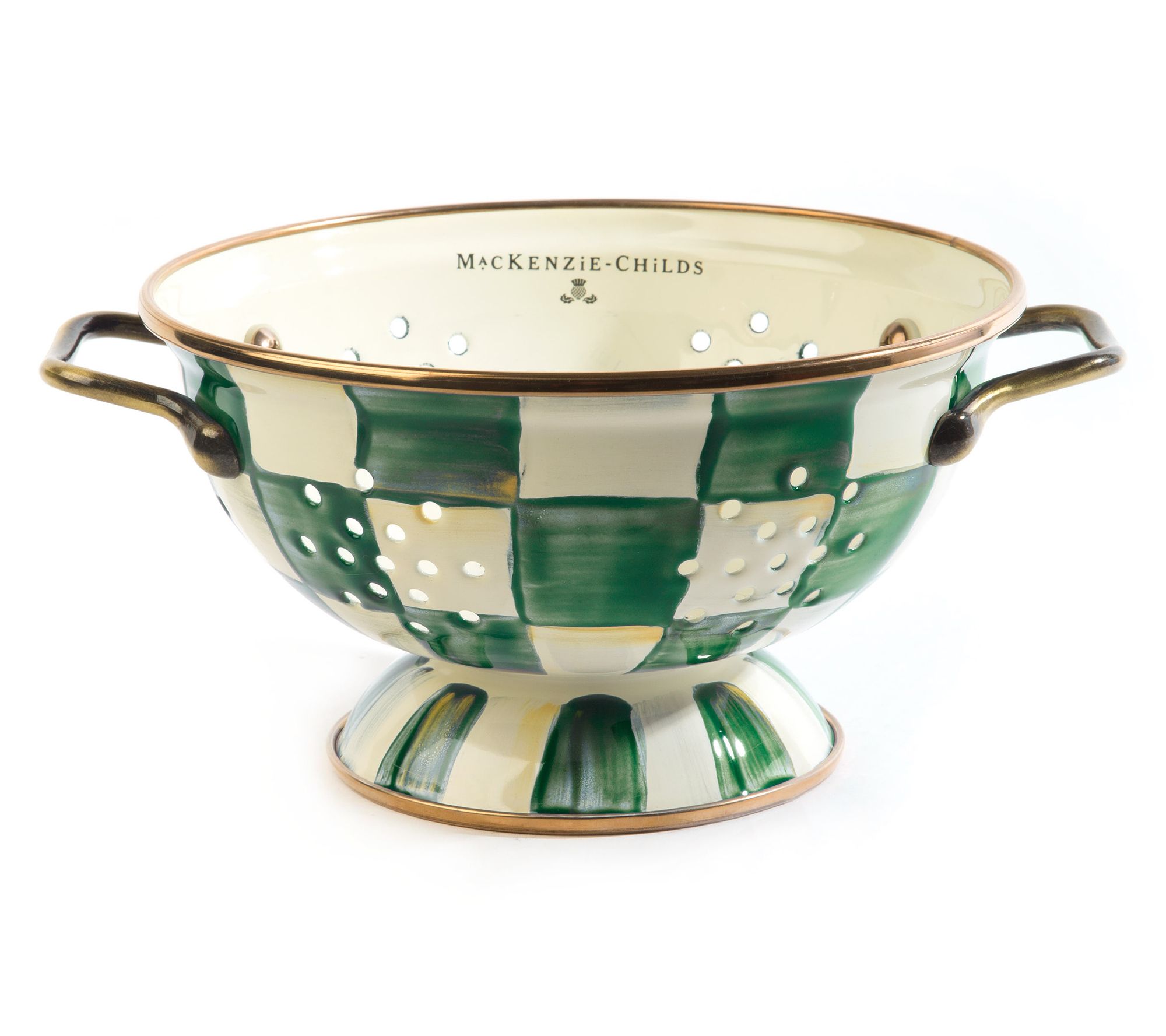 MacKenzie-Childs Emerald Check Small Colander