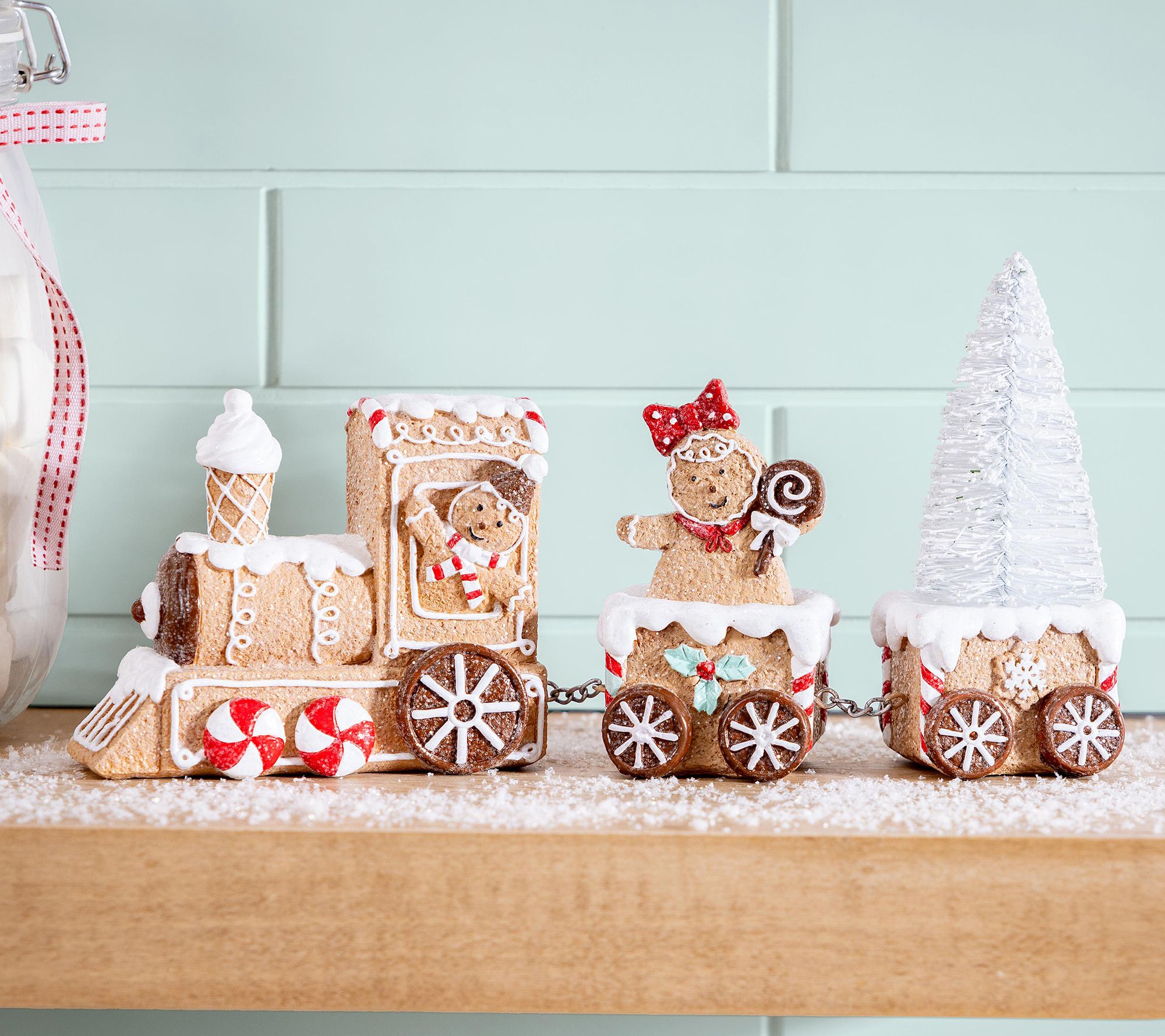 Evergreen 11.5"L Resin Gingerbread Train TableDecor