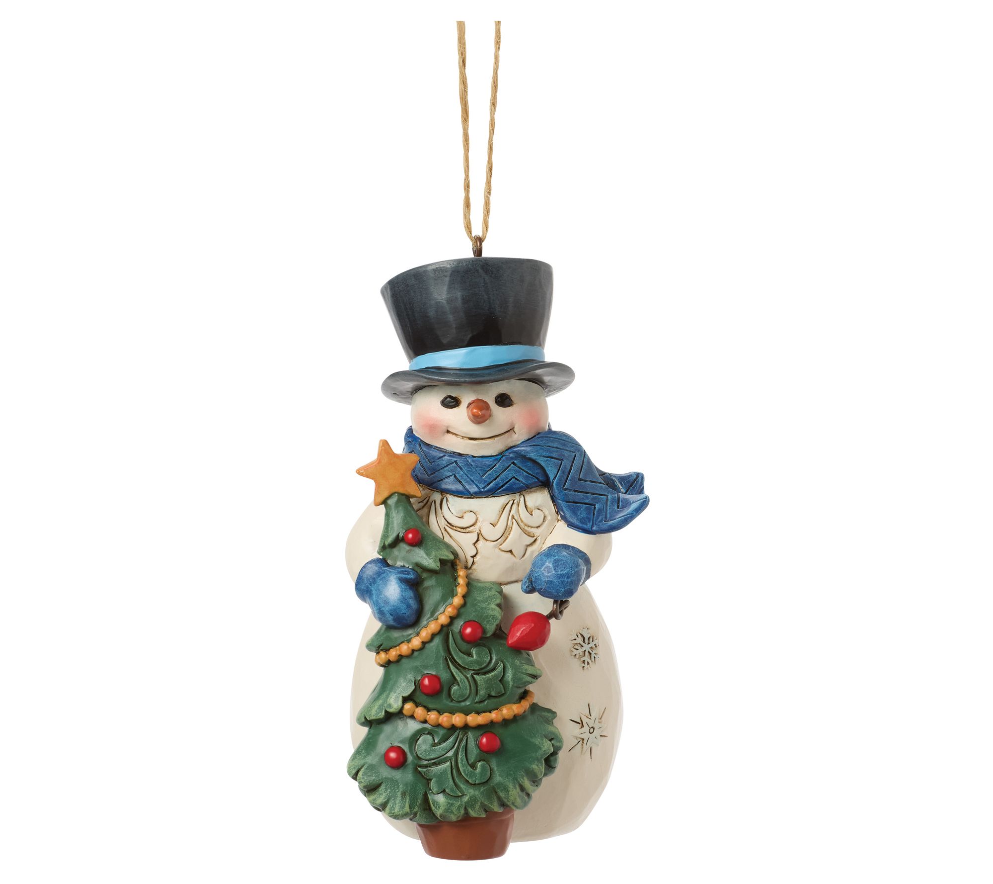 Jim Shore Heartwood Creek Snowman with Tree Ornament 4.375in